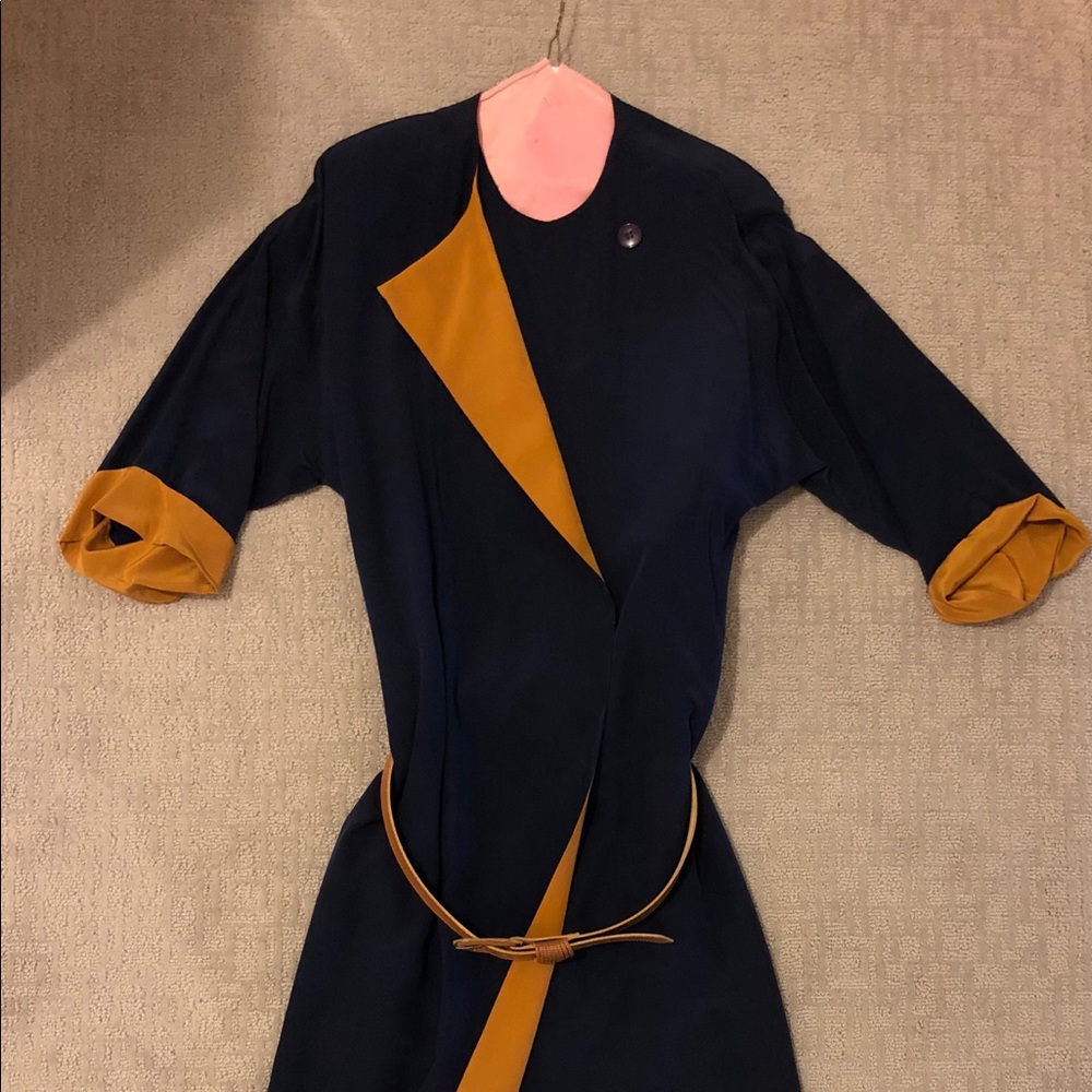 Vintage 80’s navy/mustard Liz Claiborne dress